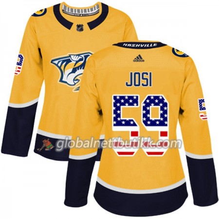 Nashville Predators Hockeydrakt Roman Josi 59 2017-2018 USA Flag Fashion Golden Adidas Authentic - Dame